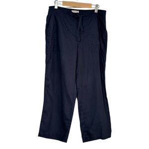 EILEEN FISHER Organic Linen Black Straight Leg Loose Fit Pant Size PS